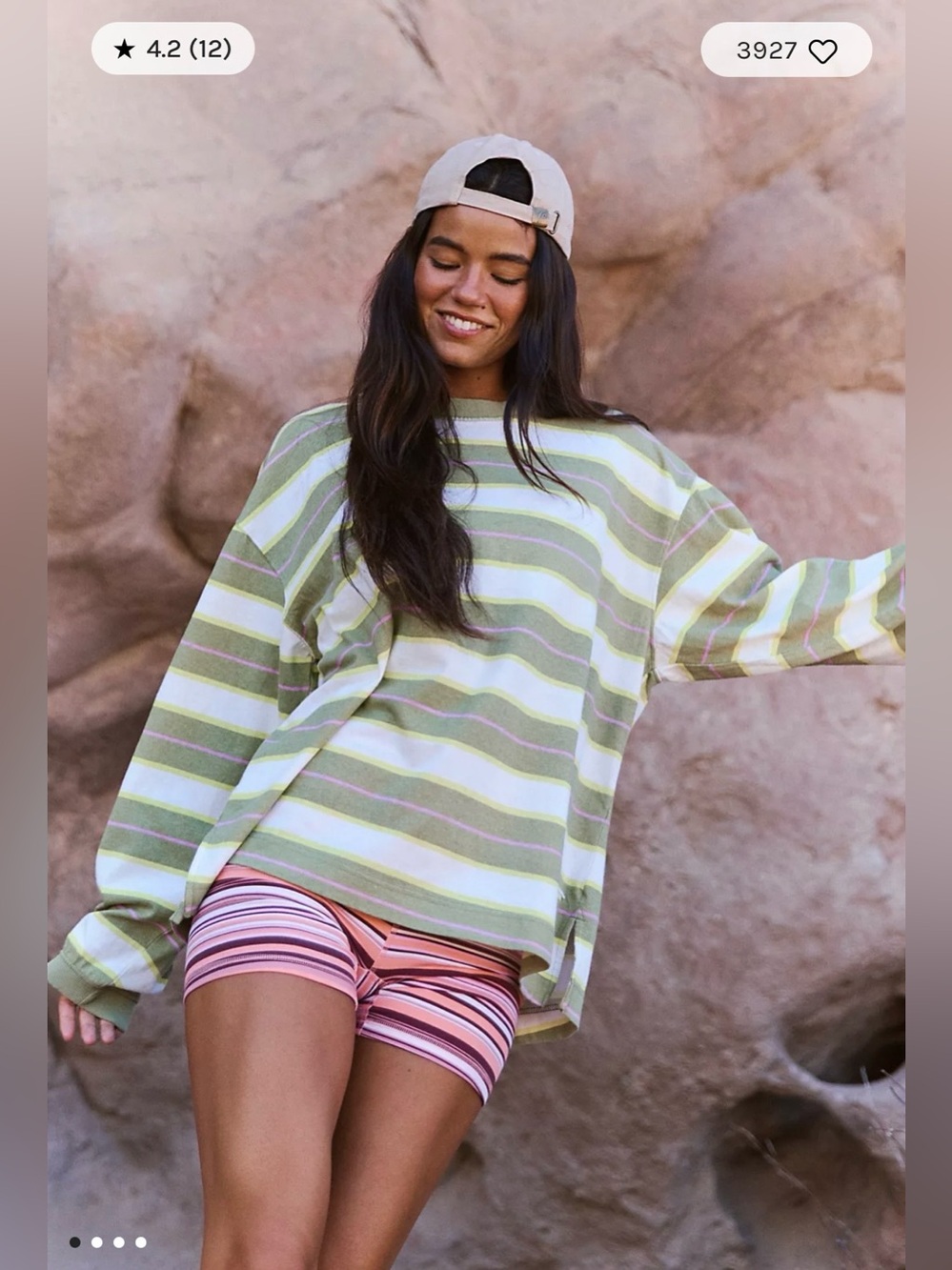 ▫️FREE PEOPLE Movement Stripe Printed Hustle Layer Crew Neck Long Sleeve - Small